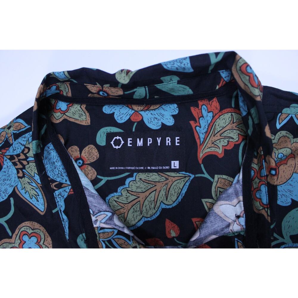 Empyre Pacsun men shirt short matching set button black floral print skate L NEW - Picture 2 of 6